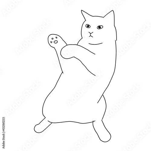 猫の全身イラスト　戦う猫
