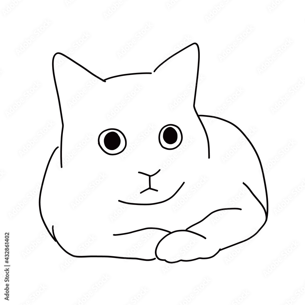 猫の全身イラスト 香箱座りをする猫 猫の全身イラスト 香箱座りをする猫