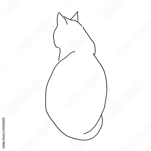 猫の全身イラスト　猫の後ろ姿