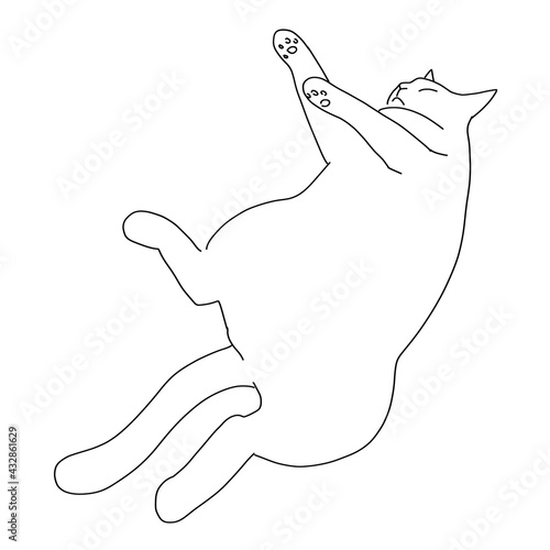 猫の全身イラスト　寝転がる猫のイラスト
