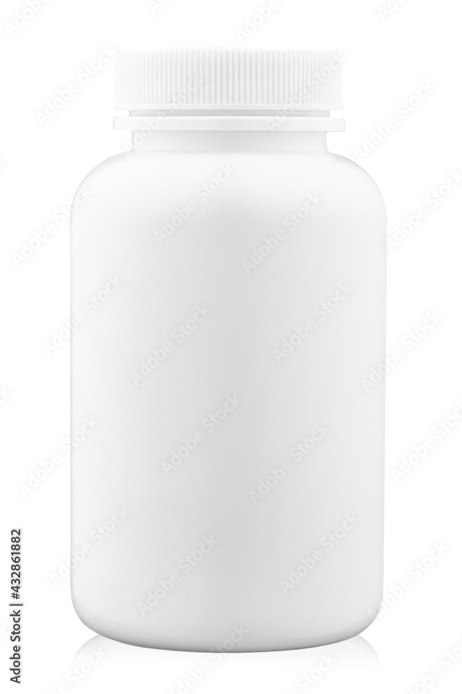 White plastic jar for food supplements, vitamins, whey protein, pills and more, mock up template. White plastic jar for food supplements, vitamins, whey protein, pills and more, mock up template.