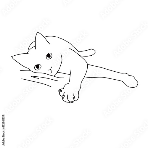 猫の全身イラスト　寝転がる猫