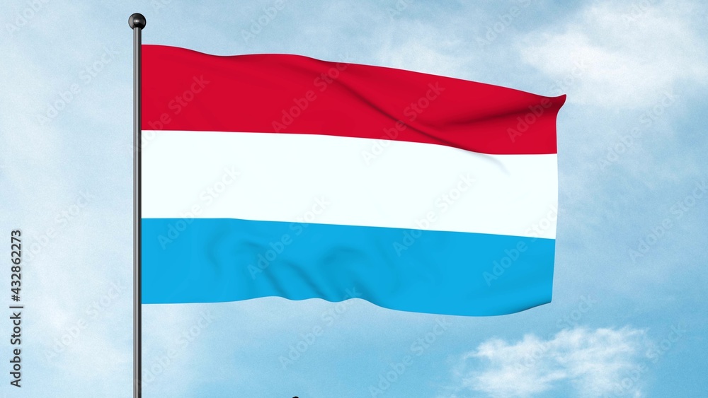 3D Illustration of The flag of Luxembourg is an equal horizontal stripes tricolour of red, white and light blue, and can be in 1:2 or 3:5 ratio. 3D Illustration of The flag of Luxembourg is an equal horizontal stripes tricolour of red, white and light blue, and can be in 1:2 or 3:5 ratio.