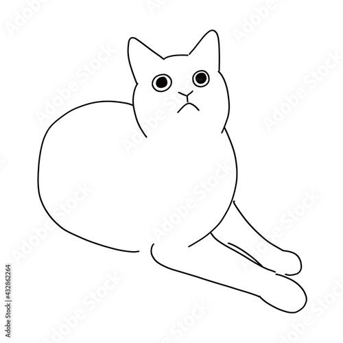 猫の全身イラスト　座りながら上を見る猫のイラスト