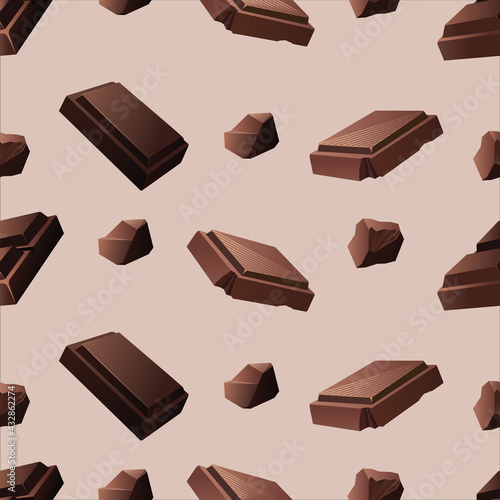 Seamless vector pattern with slices of milk and dark chocolate.