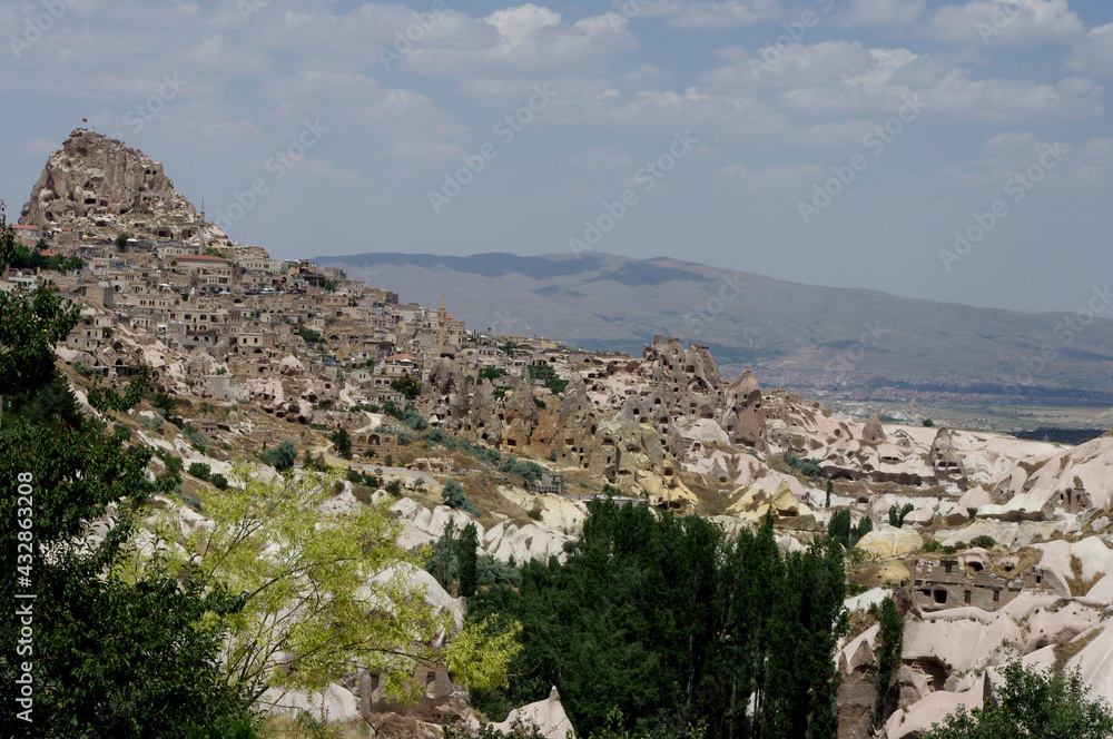 Ancient cave city, Nevsehir in Cappadocia, Turkey
