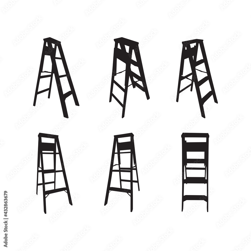 Ladder Icon Set Flat Vector Illustration - Vector Ladder Icon Set Flat Vector Illustration - Vector