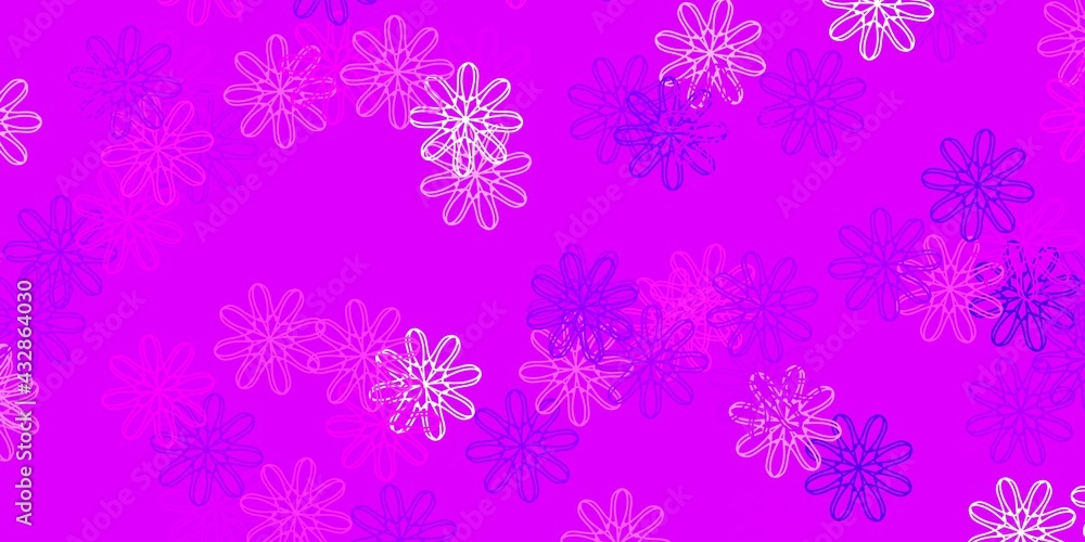 Light Purple vector doodle texture with flowers. Light Purple vector doodle texture with flowers.