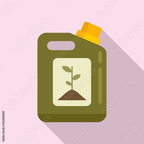 Plant bio canister icon, flat style
