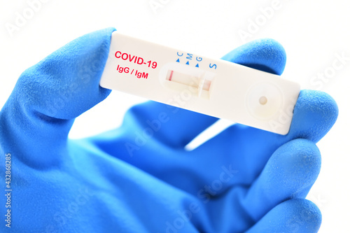 COVID-19 rapid test for IgM and IgG antibody detection, the result showed negative both IgM and IgG  photo