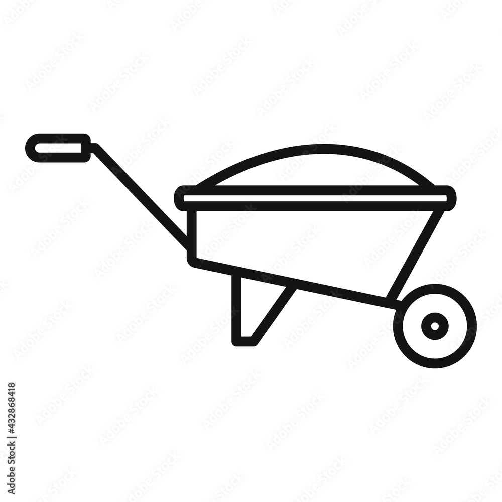 Compost wheelbarrow icon, outline style Compost wheelbarrow icon, outline style