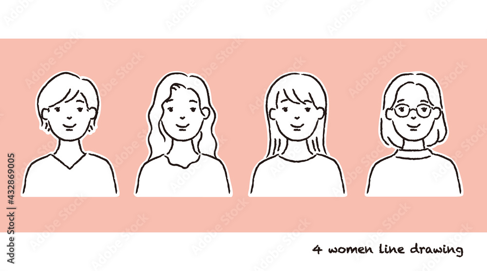成人女性の正面のセットイラスト