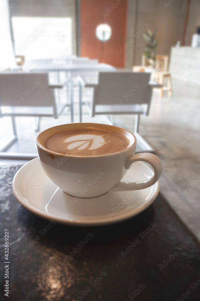 Latte art on hot milk coffee Latte art on hot milk coffee