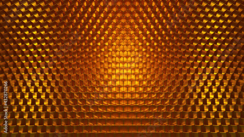 background with golden retro reflector cubes with nice lighting