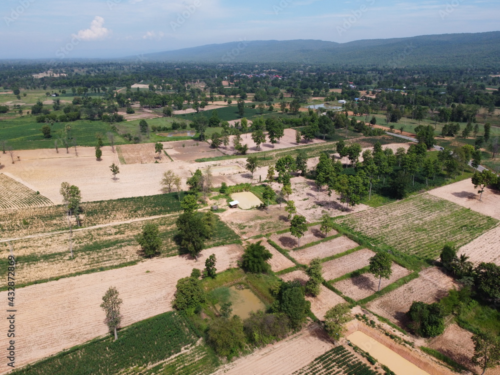 Mountainside farmland in rural Thailand, landscape photography, Drone photography