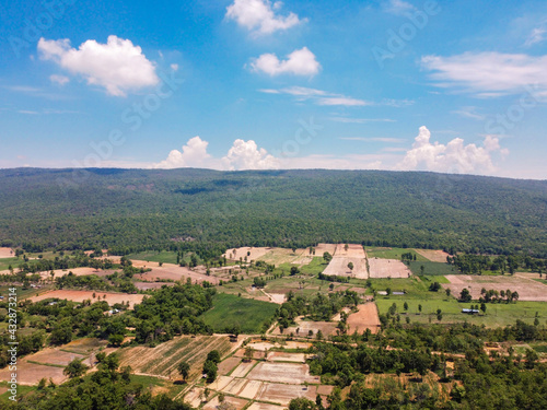 Mountainside farmland in rural Thailand, landscape photography, Drone photography