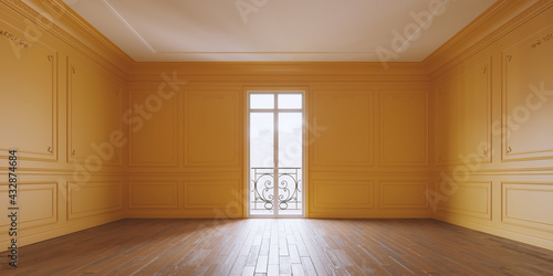 Canvas Print rendu 3d d'un intérieure de type haussmannien avec couleurs particulière