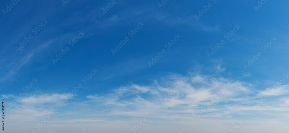 Panorama Blue sky and white clouds. Bfluffy cloud in the blue sky background