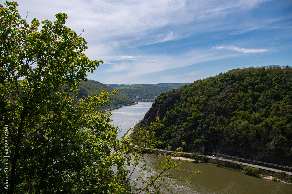 Wonderful landscape in the central Middle Rhine Valley in spring