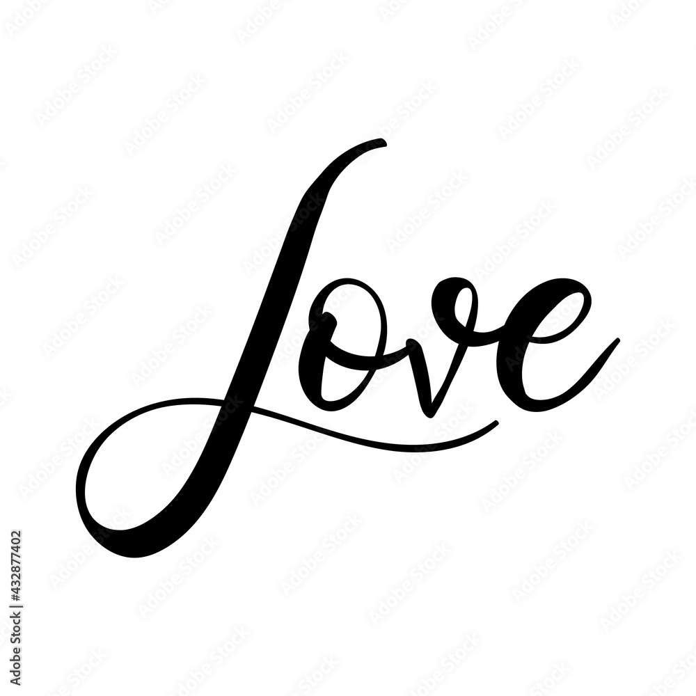 Love  handwriting calligraphy isolated on white background , Vector Illustration EPS 10