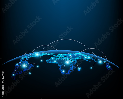 Money transfer and currency exchange network concept