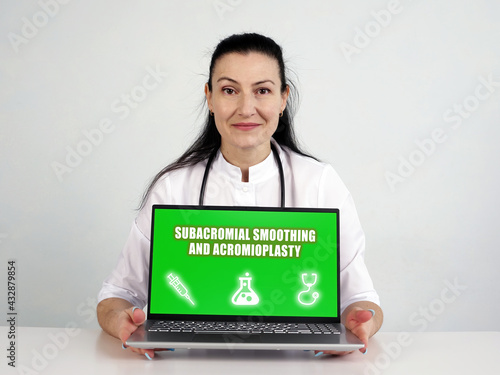Search SUBACROMIAL SMOOTHING AND ACROMIOPLASTY button. Modern medico use internet technologies. photo