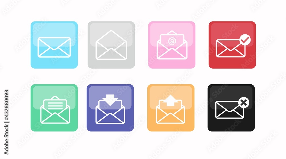Mail Icon Set. Vector black and white isolated illustration of mail signs Mail Icon Set. Vector black and white isolated illustration of mail signs