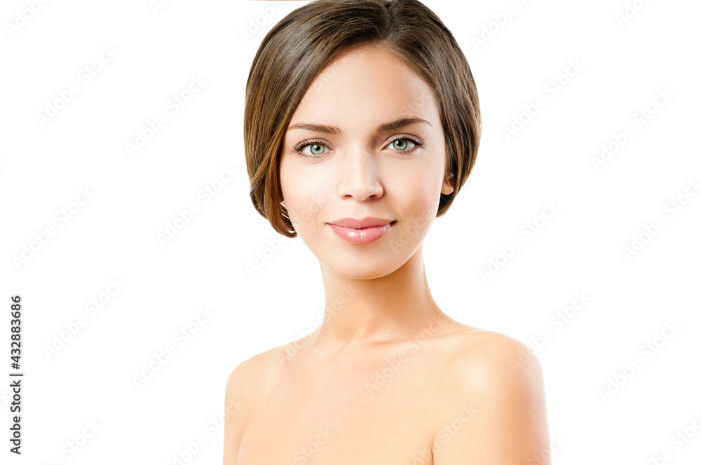 Beautiful face of young adult woman with clean fresh skin. Fashion Model Girl Face. Perfect Skin. Professional Makeup. Beautiful face of young adult woman with clean fresh skin. Fashion Model Girl Face. Perfect Skin. Professional Makeup.