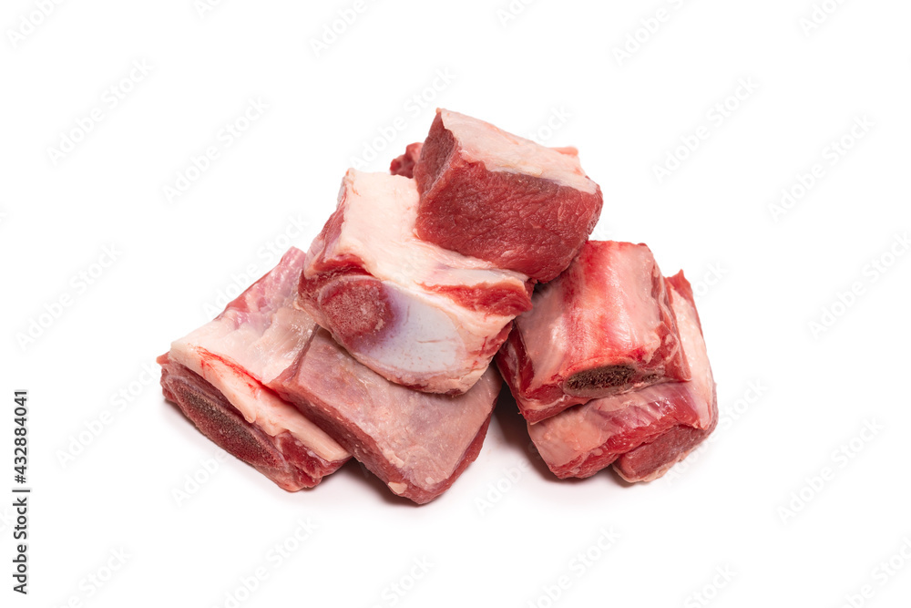 Raw beef ribs isolated on white background. Raw beef ribs isolated on white background.