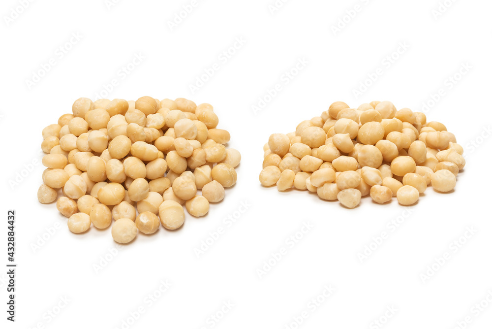 Macadamia nuts isolated on white background. Macadamia nuts isolated on white background.
