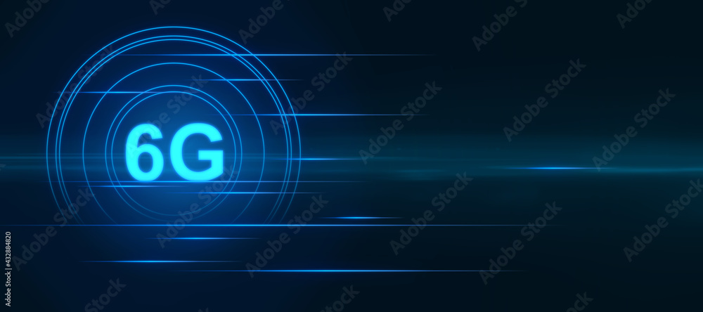 6G modern technology concept with dark blank backdrop and glowing digital 6G letters in circle. 3D rendering, mockup 6G modern technology concept with dark blank backdrop and glowing digital 6G letters in circle. 3D rendering, mockup