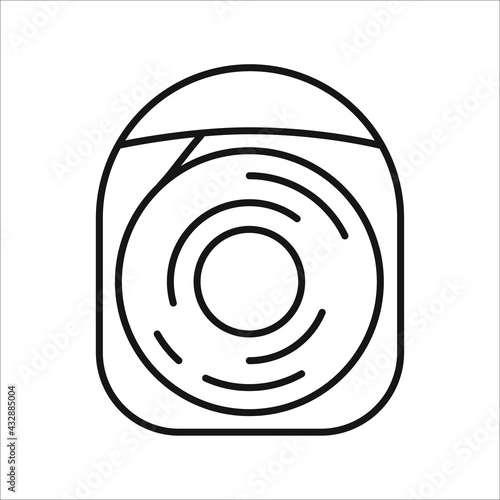 Dental floss vector outline illustration. Single flossing icon isolated on white background. Simple dental sign. Dental care symbol for web-site.