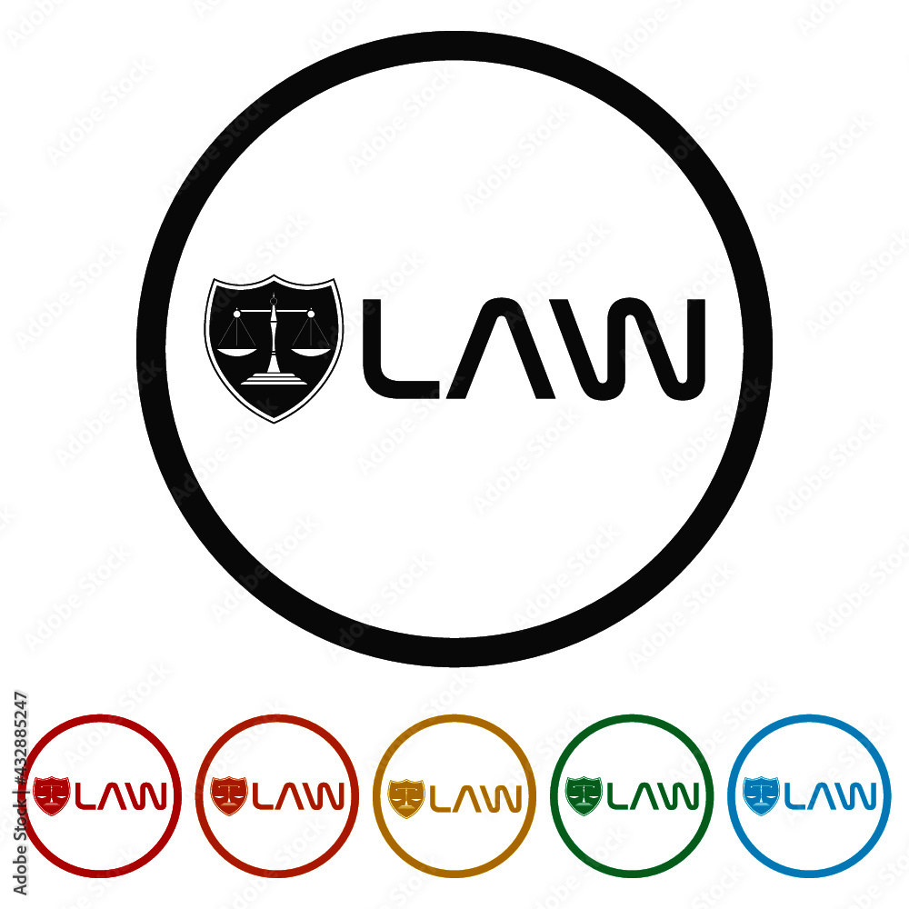 Law firm shield logo color set Law firm shield logo color set