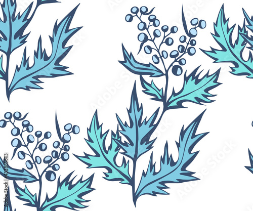 Hand drawn artemisia. Hand drawn ink illustration. Modern ornamental decorative background. Vector pattern. Print for textile, cloth, wallpaper, scrapbooking