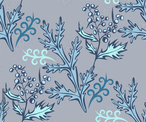 Hand drawn artemisia. Hand drawn ink illustration. Modern ornamental decorative background. Vector pattern. Print for textile  cloth  wallpaper  scrapbooking