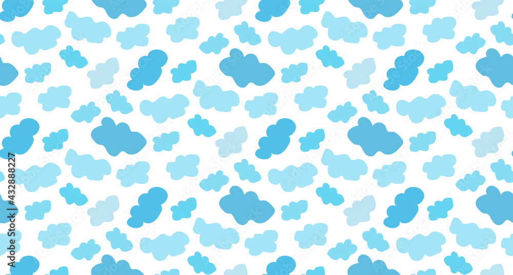 Cute Cloudy Seamless Pattern on White Background. Hand Drawn Vector Illustration. Great for Textile, Fabric Prints, Wrapping Paper.