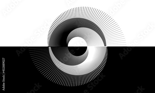 Black and white lines abstract background. Yin and yang symbol. Day and night concept. photo
