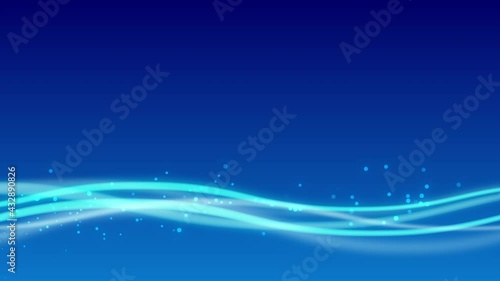 緩やかに流れる青色の波型ウェーブ背景