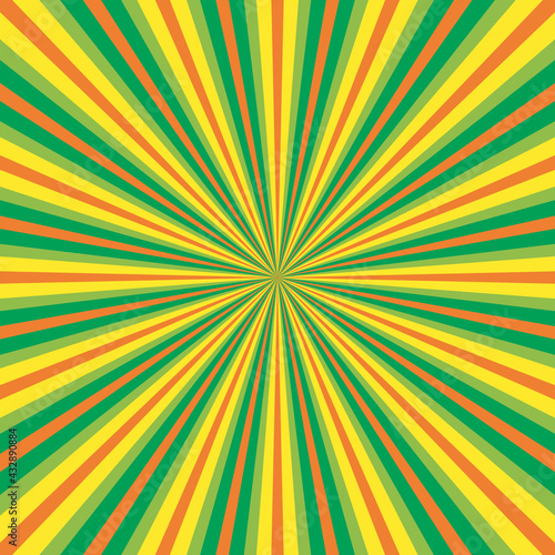 Rays vector yellow beams element. Sunburst starburst shape. Radiating radial lines. Abstract circular shape.