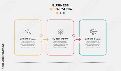 Vector Infographic design business template with icons and 3 options or steps. Can be used for process diagram, presentations, workflow layout, banner, flow chart, info graph