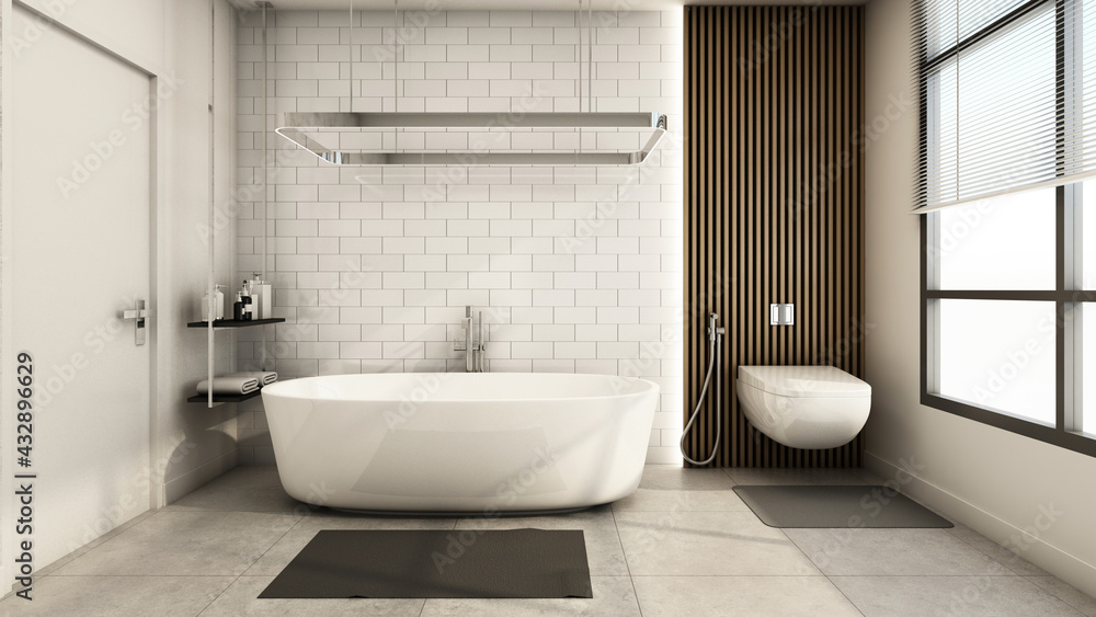 Bathroom design Modern and Loft - 3D render Bathroom design Modern and Loft - 3D render