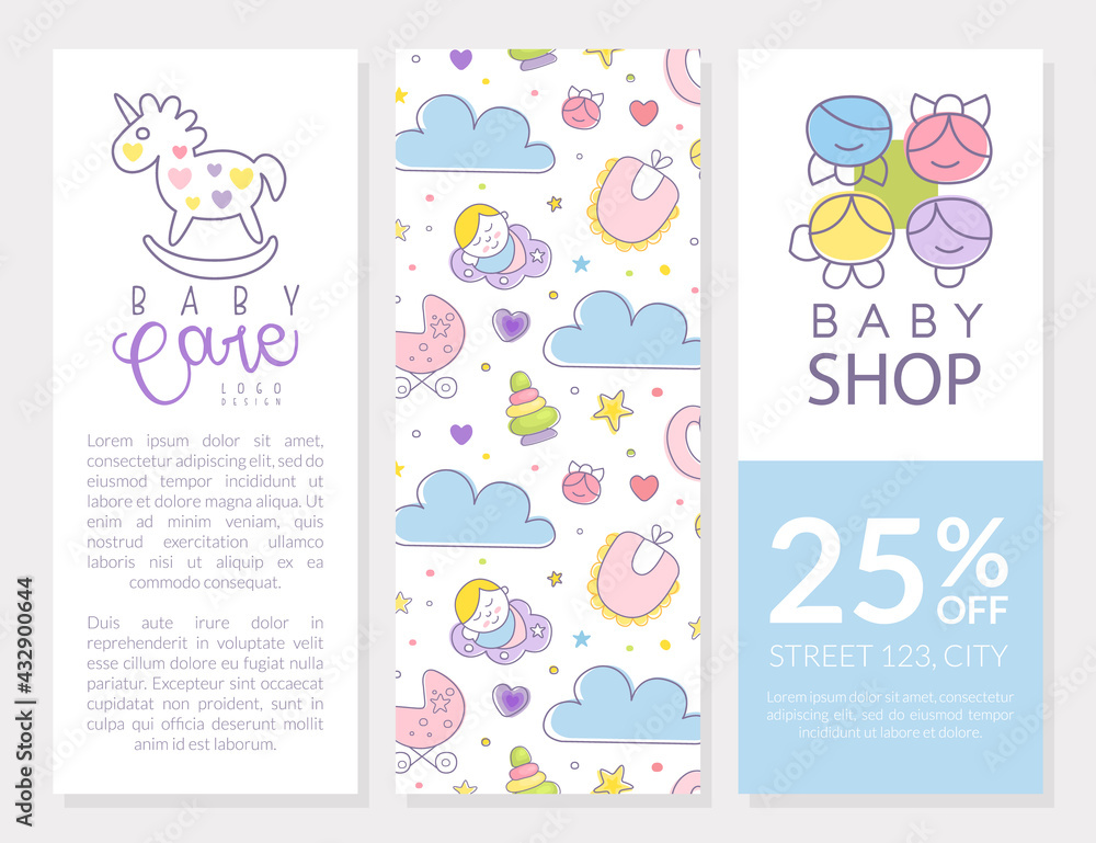 Cute Baby Care Brochure Template with Copyspace Vector Illustration