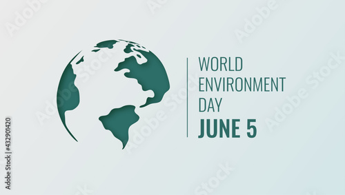 World Environment Day Banner. Eco Concept. Planet Earth on Papercut style. Vector illustration