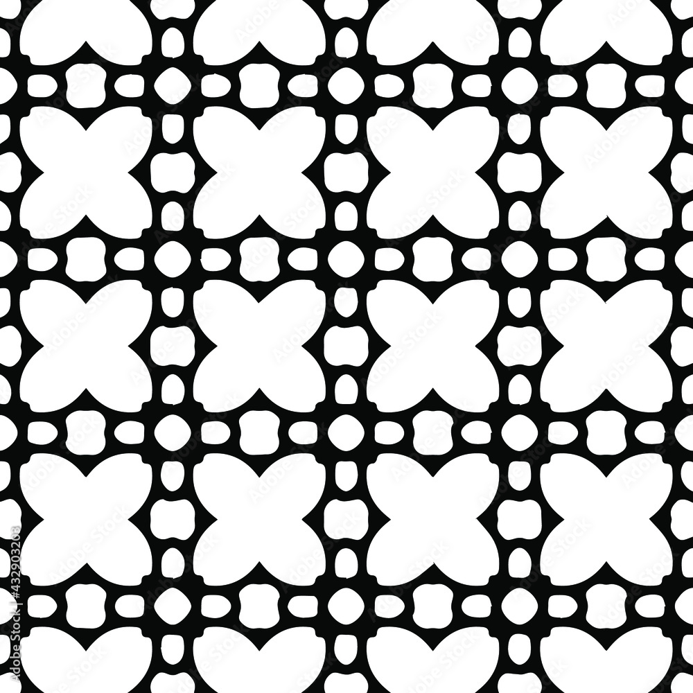 Naklejka premium Geometric vector pattern with Black and white colors. Seamless abstract ornament for wallpapers and backgrounds.