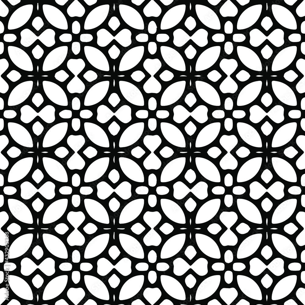 Naklejka premium Geometric vector pattern with Black and white colors. Seamless abstract ornament for wallpapers and backgrounds.