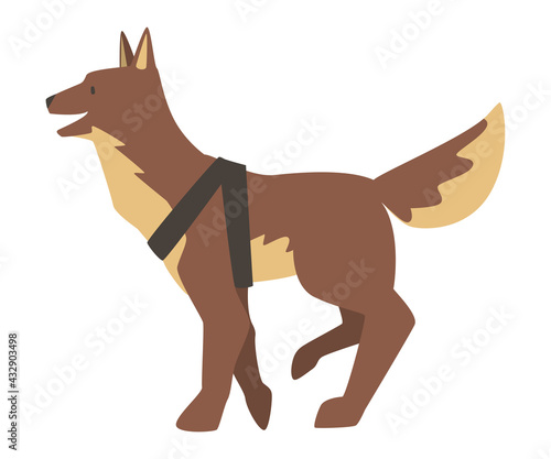 Seeing Eye Dog, Specially Trained Guide Dog Cartoon Vector Illustration