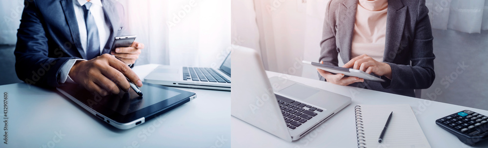 Male hand putting coins with money stack step growing growth and dollar bag. saving money, Concept finance business investment. Male hand putting coins with money stack step growing growth and dollar bag. saving money, Concept finance business investment.