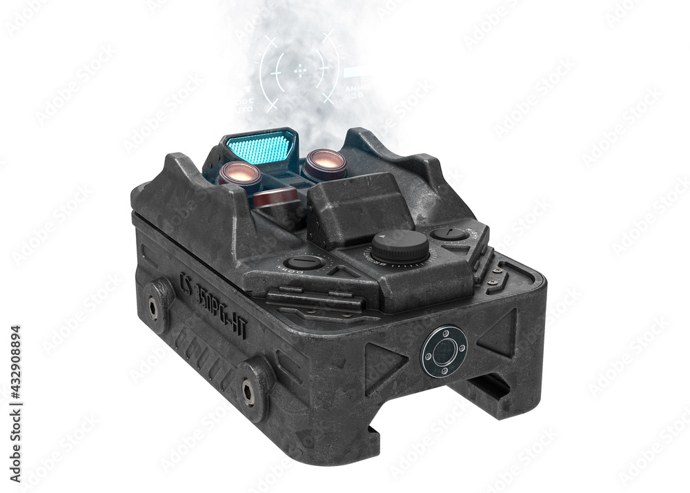 3D render of a collimator sight with optical holography technology 3D render of a collimator sight with optical holography technology