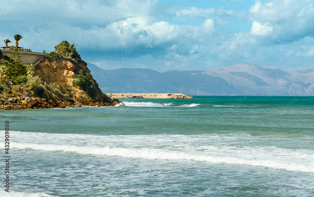 Landscape of Mediterranean sea from sicilian village Trappeto, province of Palermo, Italy Landscape of Mediterranean sea from sicilian village Trappeto, province of Palermo, Italy