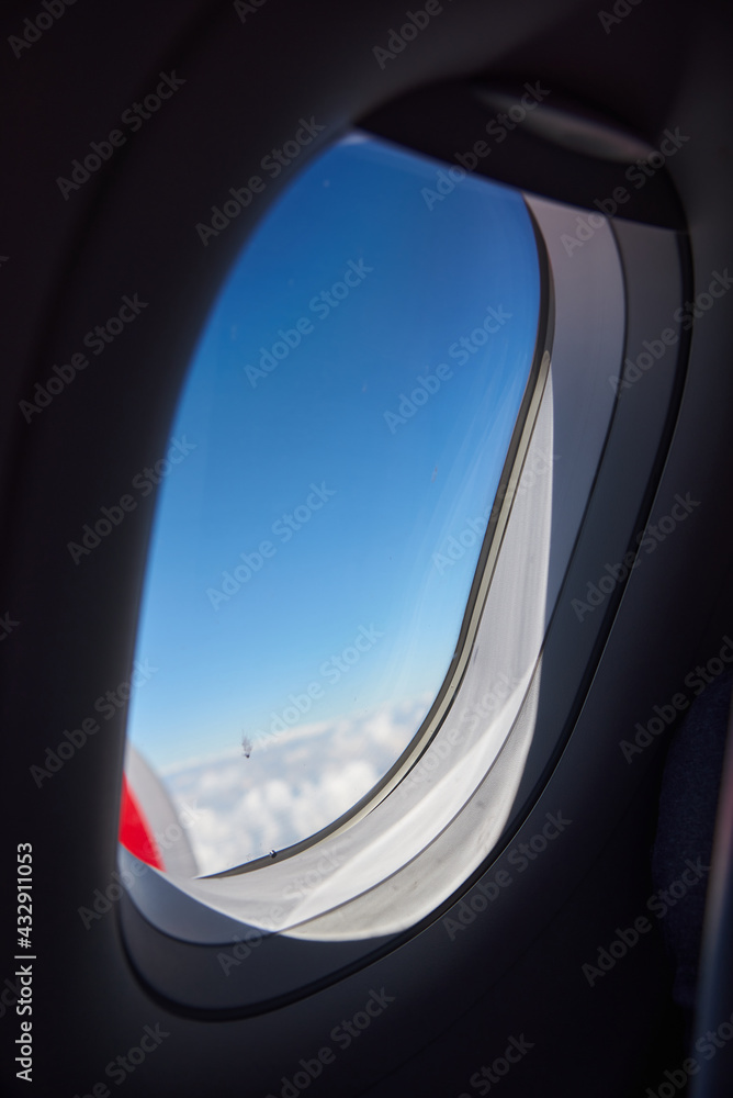 View of blue sky from the window of an airplane. Colombia. View of blue sky from the window of an airplane. Colombia.
